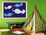 Navy Fish Wall Mural by Avalisa 