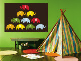 Brown Counting Elephants Wall Mural by Avalisa 