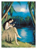 Hula Moon, Hawaiian Girl, c.1930 Art