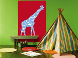 Red Giraffe Wall Mural by Avalisa 