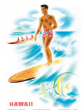 Matson Lines to Hawaii, Surfer and Outrigger, c.1940s Affiches par Frank MacIntosh