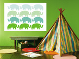 Green Elephant Family Wall Mural by Avalisa 