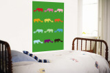 Green Rainbow Rhinos Wall Mural by Avalisa 