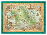 Oahu, The Gathering Place, Vintage Map of Oahu, Hawaii Posters par Dave Stevenson