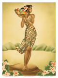 Tropical Harvest, Hawaiian Woman with Fruit, c.1930s Prints by  Gill
