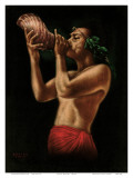 Hawaiian Conch Shell Blower, c.1940s Posters by Leeteg 
