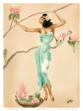 Magnolia, Hawaiian Woman with Flowers c.1930s Poster by  Gill