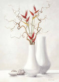Willow Twigs with Red Flowers Prints by Karin Valk