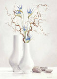 Weidenzweige mit blauen Blumen Kunstdruck von Karin Valk