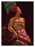 Island Girl with Guitar, Hawaii Posters