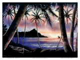 Sunrise Over Diamond Head, Hawaii c.1940s Print by Hale Pua Studio 