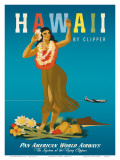Hawaii By Clipper, Pan American Airways, Hula Girl, c.1950 Art by Atherton 