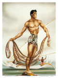 Hawaiian Net Fisherman, c.1930s Posters by  Gill