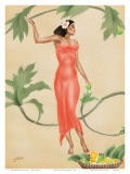 Hawaiian Lady with Red Dress c.1930s Posters by  Gill
