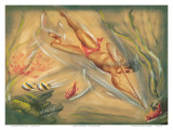 Hawaiian Spear Fisherman Art by Ted Mundorff