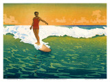 The Duke, Hawaiian Duke Kahanamoku Surfing c.1918 Prints by Charles W. Bartlett