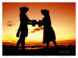 Love Gives Life Within, Hawaiian Hula Dancers at Sunset Prints by Randy Jay Braun
