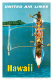 United Air Lines, Hawaii, Outrigger Canoe Prints by Stan Galli