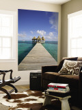 Belize, Ambergris Caye, San Pedro, Ramons Village Resort Pier and Palapa Mural por Jane Sweeney