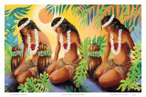 The Sun at the Source of Life, Hawaiian Hula Girls Affiches par Warren Rapozo
