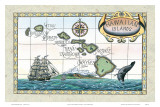 Vintage Style Map of the Hawaiian Islands Poster by Steve Strickland