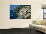 Amalfi Coast, Coastal View and Village, Positano, Campania, Italy Wandgemälde von Steve Vidler