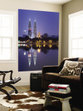 Petronas Twin Towers and Lake, Titiwangsa Park, Kuala Lumpur, Malaysia Wall Mural by Demetrio Carrasco