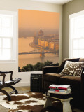 Chain Bridge and Danube River, Budapest, Hungary Wall Mural by Jon Arnold