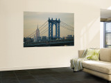 Empire State Building and Manhattan Bridge, Manhattan, New York City, USA Reproduction murale géante par Jon Arnold