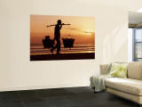 Kuta Beach, Local Vendor, Sunset, Bali, Indonesia Wall Mural by Steve Vidler