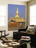 Great Stupa, Monks, Vientiane, Laos Wall Mural by Steve Vidler