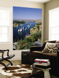 Nile River, Feluccas on the Nile River and Old Cataract Hotel, Aswan, Egypt Mural por Steve Vidler Nile River, Feluccas on the Nile River and Old Cataract Hotel, Aswan, Egypt Mural por Steve Vidler