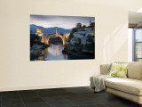 Mostar and Old Bridge over the Neretva River, Bosnia and Herzegovina Wall Mural by Gavin Hellier