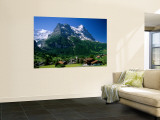Town and Mountains, Grindelwald, Alps, Switzerland Wall Mural by Steve Vidler