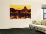 St Peter's Basilica and Ponte Saint Angelo, Rome, Italy Wall Mural by Doug Pearson