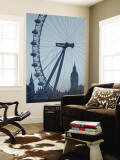 London Eye and Big Ben, South Bank, London, England Wall Mural by Alan Copson
