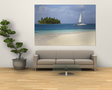 Panama, Comarca de Kuna Yala, San Blas Islands, Beach and Sailing Boat Wall Mural by Jane Sweeney