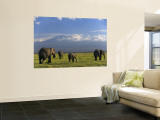 Elephant, Mt. Kilimanjaro, Masai Mara National Park, Kenya Reproduction murale géante par Peter Adams