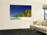 Palm Trees and Tropical Beach, Aitutaki Island, Cook Islands, Polynesia Reproduction murale géante par Steve Vidler