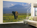 Elephant, Mt. Kilimanjaro, Masai Mara National Park, Kenya Wall Mural – Large par Peter Adams