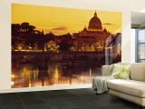St Peter's Basilica and Ponte Saint Angelo, Rome, Italy Wall Mural – Large por Doug Pearson