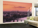Eiffel Tower and River Seine, Paris, France Wall Mural – Large by Walter Bibikow