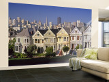 Alamo Square and City Skyline, San Francisco, California Usa Wall Mural – Large por Gavin Hellier
