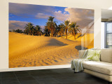 Sand Dunes and Oasis, Desert, Tunisia Wall Mural – Large af Peter Adams Sand Dunes and Oasis, Desert, Tunisia Wall Mural – Large af Peter Adams