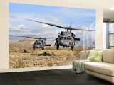 Two HH-60 Pavehawk Helicopters Preparing to Land Wall Mural – Large Two HH-60 Pavehawk Helicopters Preparing to Land Wall Mural – Large