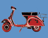Vespa on Blue Posters by Myrjam Tell