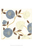 Blue and Cream Flowers on Silk II Posters par Norman Wyatt Jr.