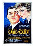 It Happened One Night, Clark Gable, Claudette Colbert, 1934 Poster