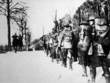 World War I, American Engineers Marching to the Front in France, 1918 Photo