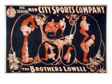 Vaudeville Troupes Often Included Acrobatic Acts, Such as That of the Brothers Lowell, 1899 Lámina